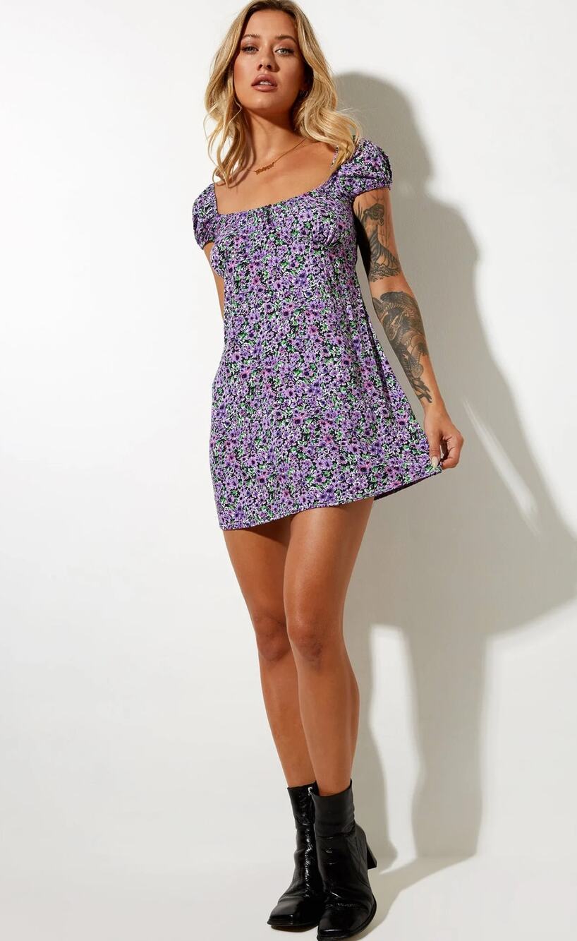 Motel Rocks Alegra Mini Dress Womens Small Purple Lilac Blossom Short New Floral